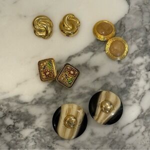 Vintage Estate Antique Clip-On Earrings Set-Lot Old Money Cocktail Party